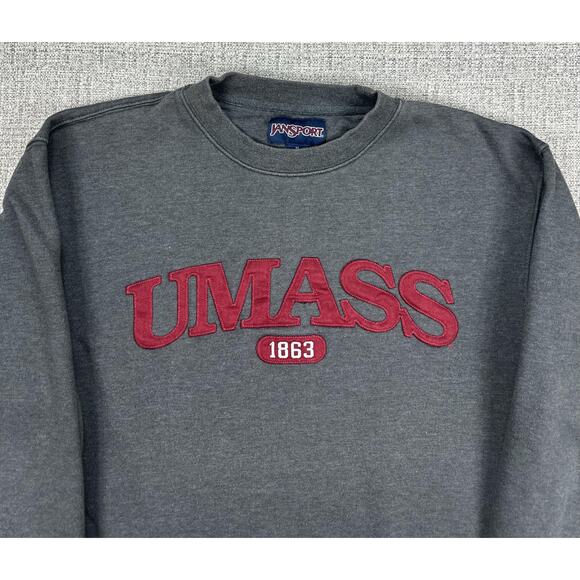 UMass Sweatshirt Mens Medium JanSport 1863 Gray Crewneck Pullover College Soft - Picture 2 of 12